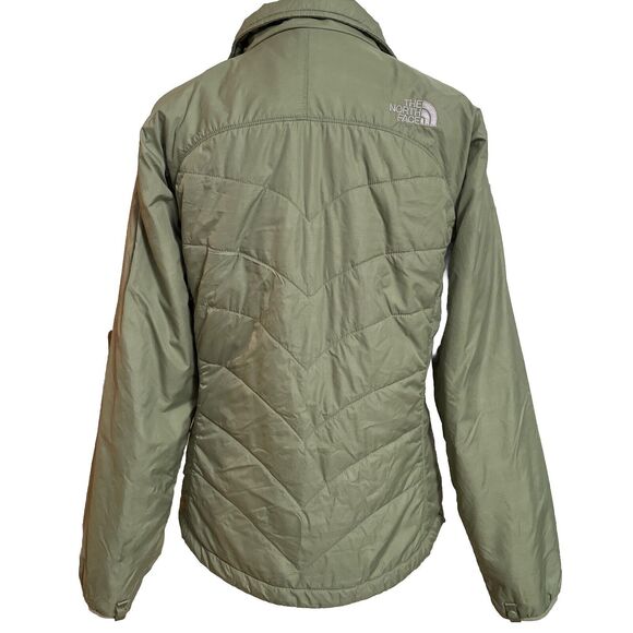 The North Face Small Women’s Puffer Coat Full Zip Jacket Sage Green Primaloft - Picture 2 of 12